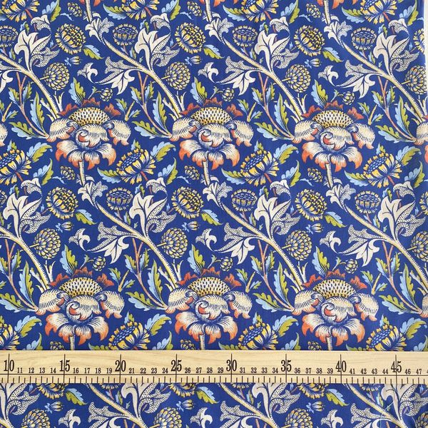 Wandle СИНИЙ, В СТИЛЕ У. МОРРИСА, остаток 0,85 см 100% хлопок Handmade Fabrics 6