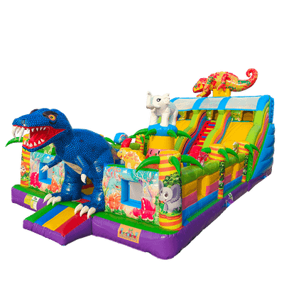 Коммерческий надувной батут «Хамелеон и динозавры Ультра» 12*6*6 м
