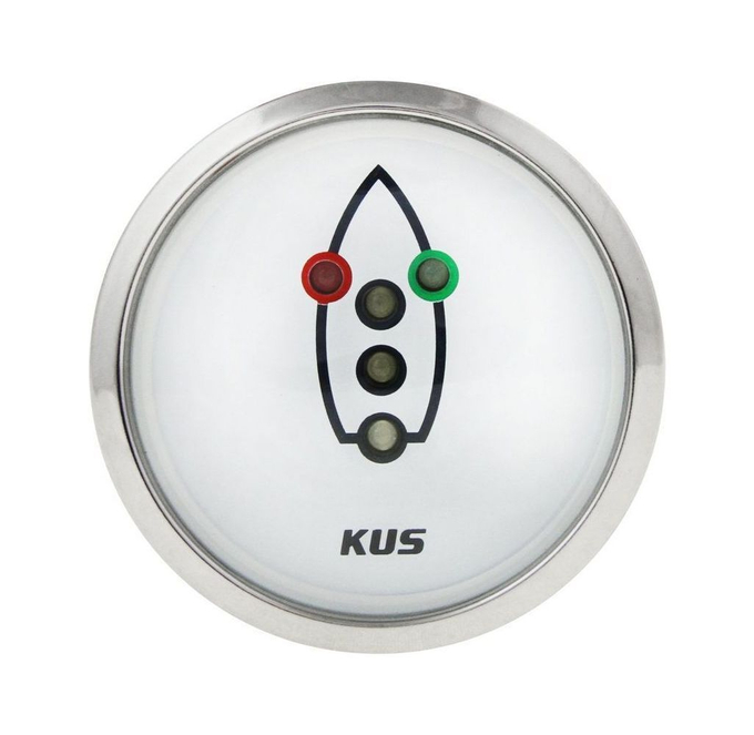 Индикатор включения ходовых огней, белый циферблат, нержавеющий ободок, д. 52 мм