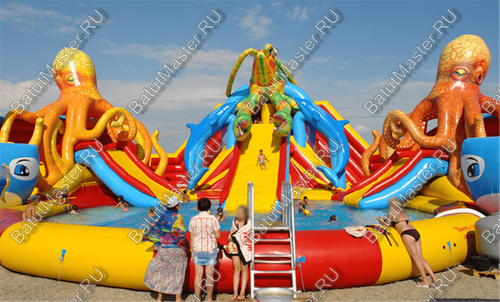 Надувной наземный аквапарк «Логово осьминогов», 21*20*8,7 м