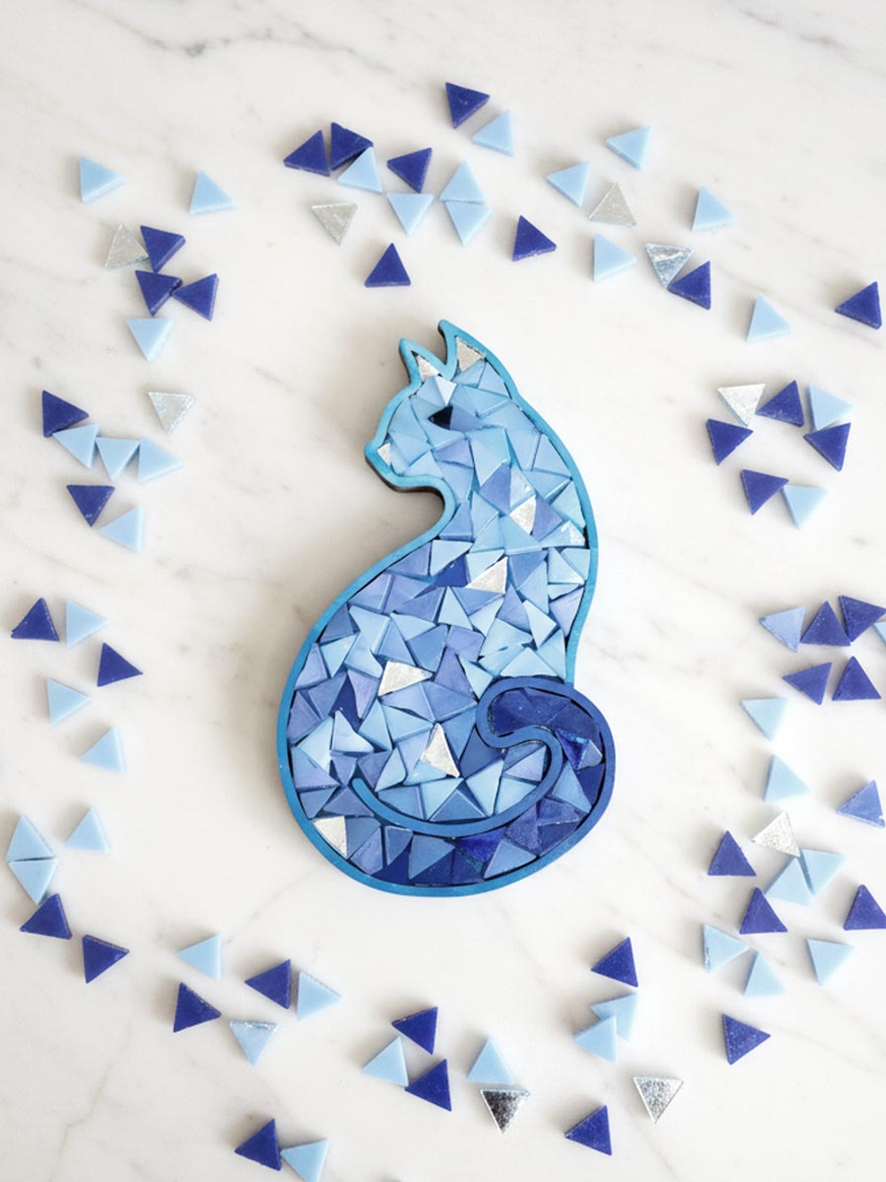 Набор для творчества мозаика стеклянная Розовый Кот 18 см.