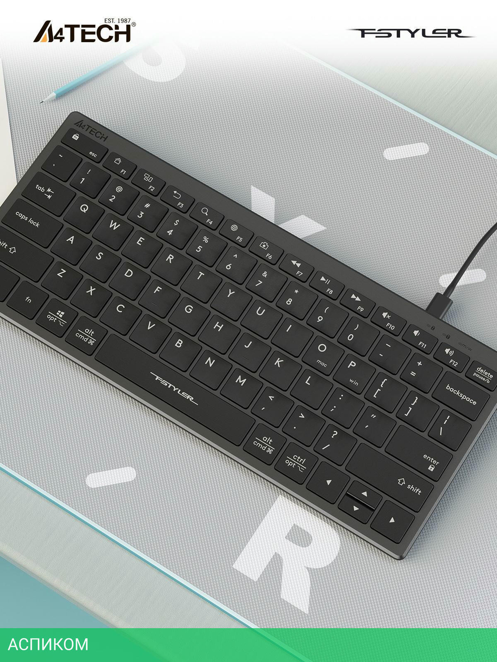 Клавиатура A4Tech Fstyler серый (FX51)