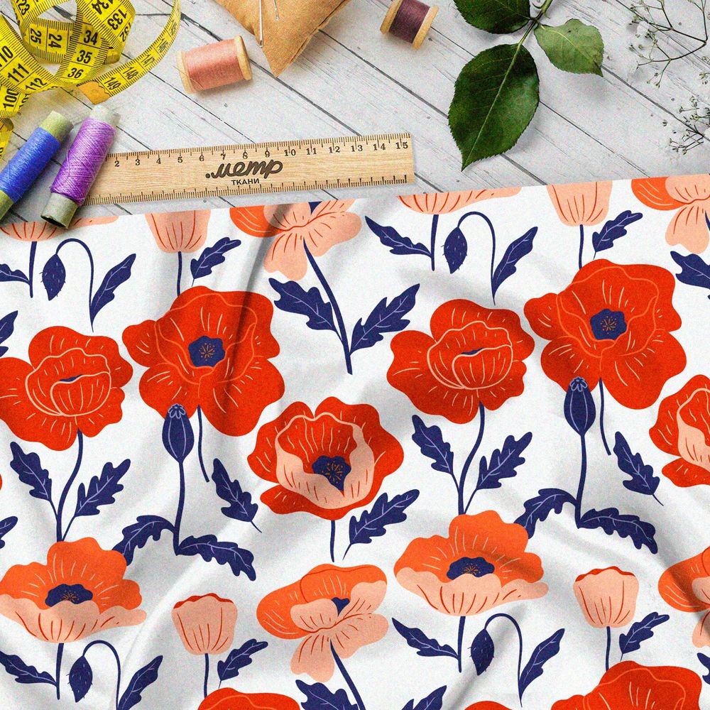 Ткань барби алые маки из советского мультика