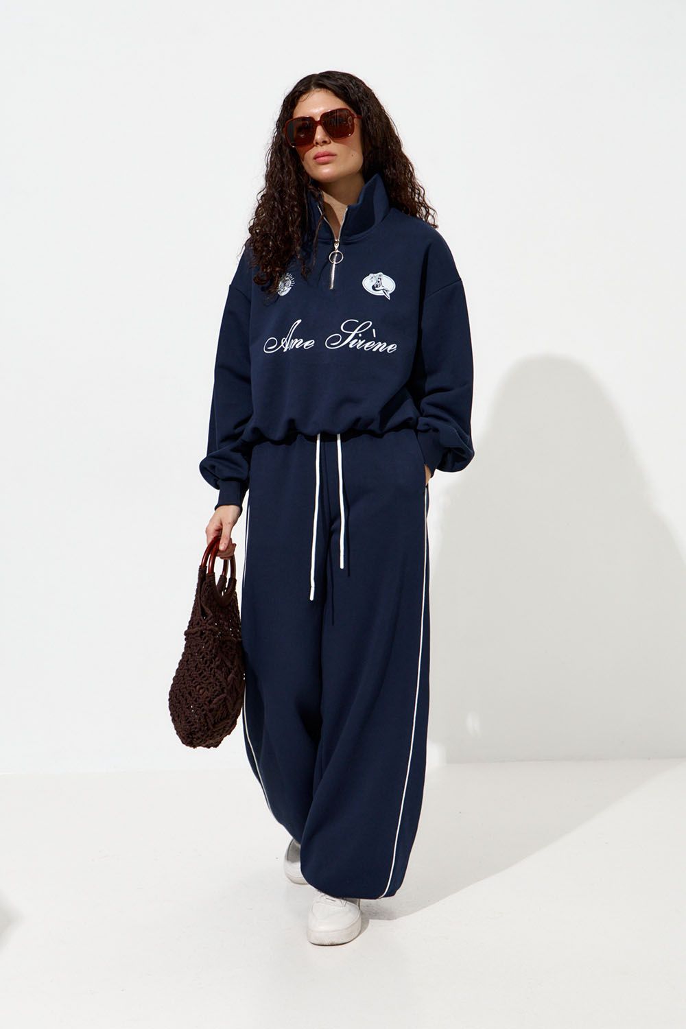 Олимпийка с короткой молнией "Âme Sirène" цвета нейви