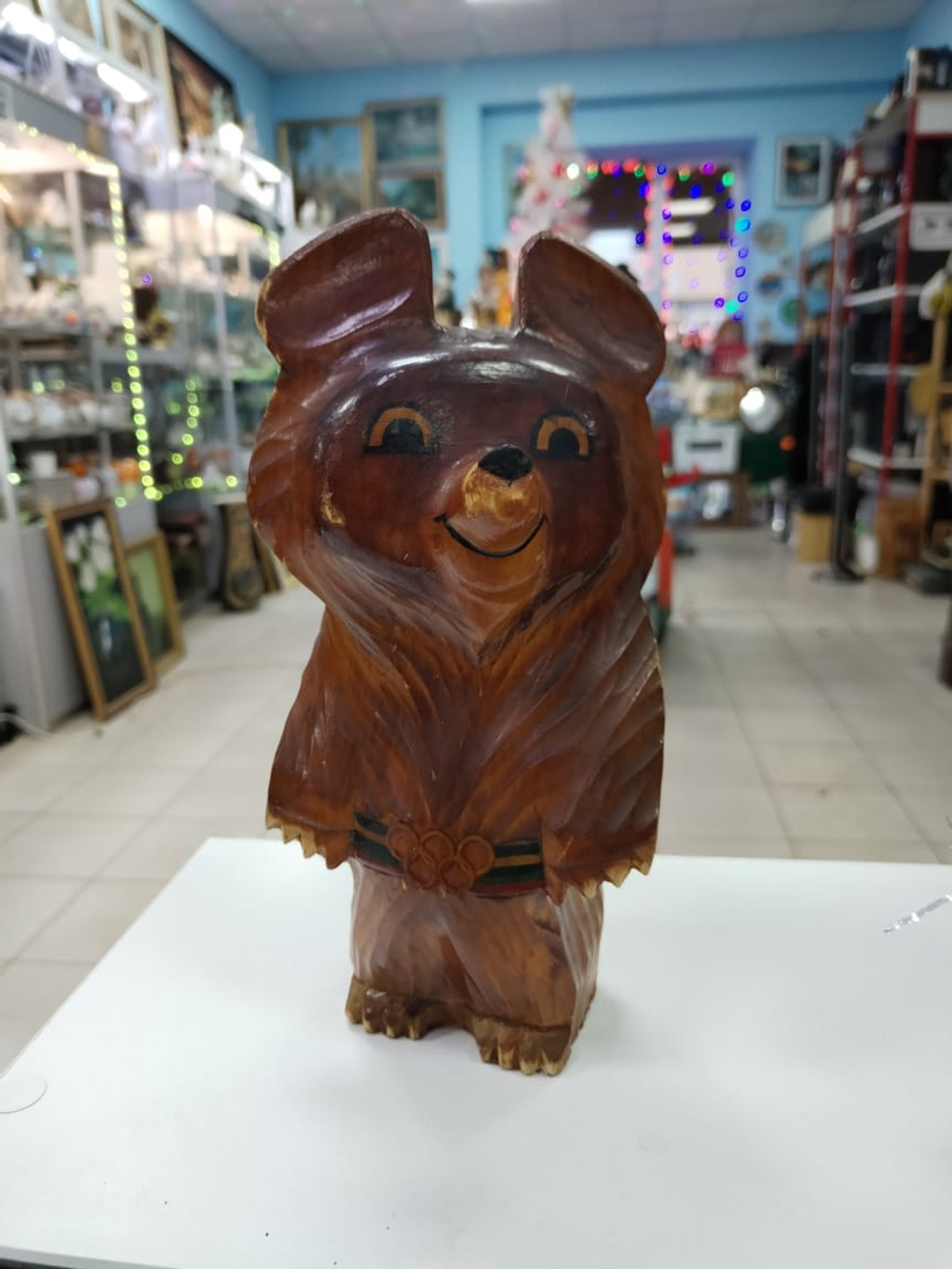 Деревянная статуэтка СССР. Олимпийский мишка.