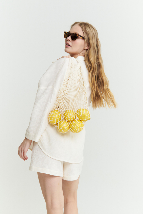 Муслиновая рубашка с кулиской сливочная