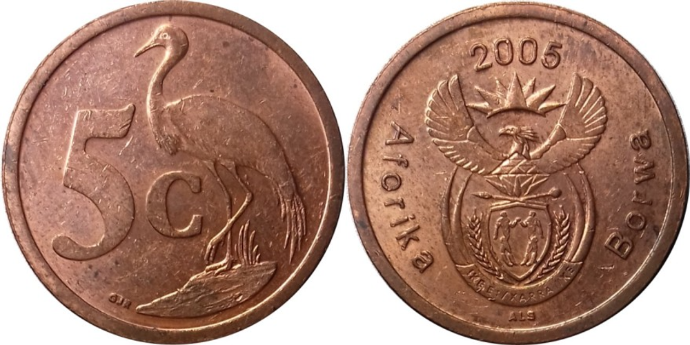 ЮАР 5 центов, 2005 Aforika Borwa XF
