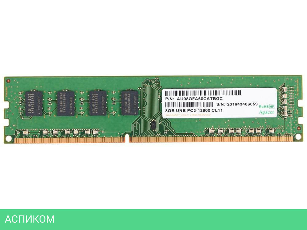 Оперативная память Apacer 8GB DDR3 PC3-12800 (AU08GFA60CATBGC)