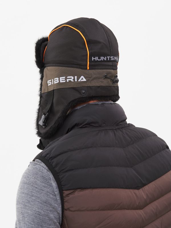 Шапка ушанка зимняя Siberia ткань Breathable цвет Хаки/Черный иск. мех Норка