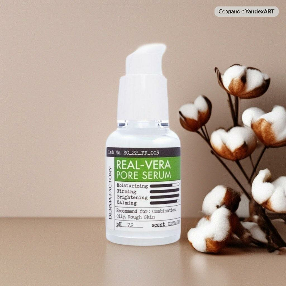 Сужающая поры сыворотка для лица Derma Factory с экстрактом алое вера