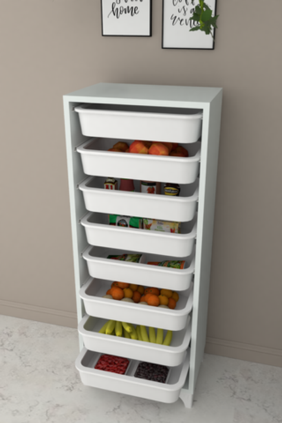 Стеллаж DORA с 8 выдвижными ящиками - белый