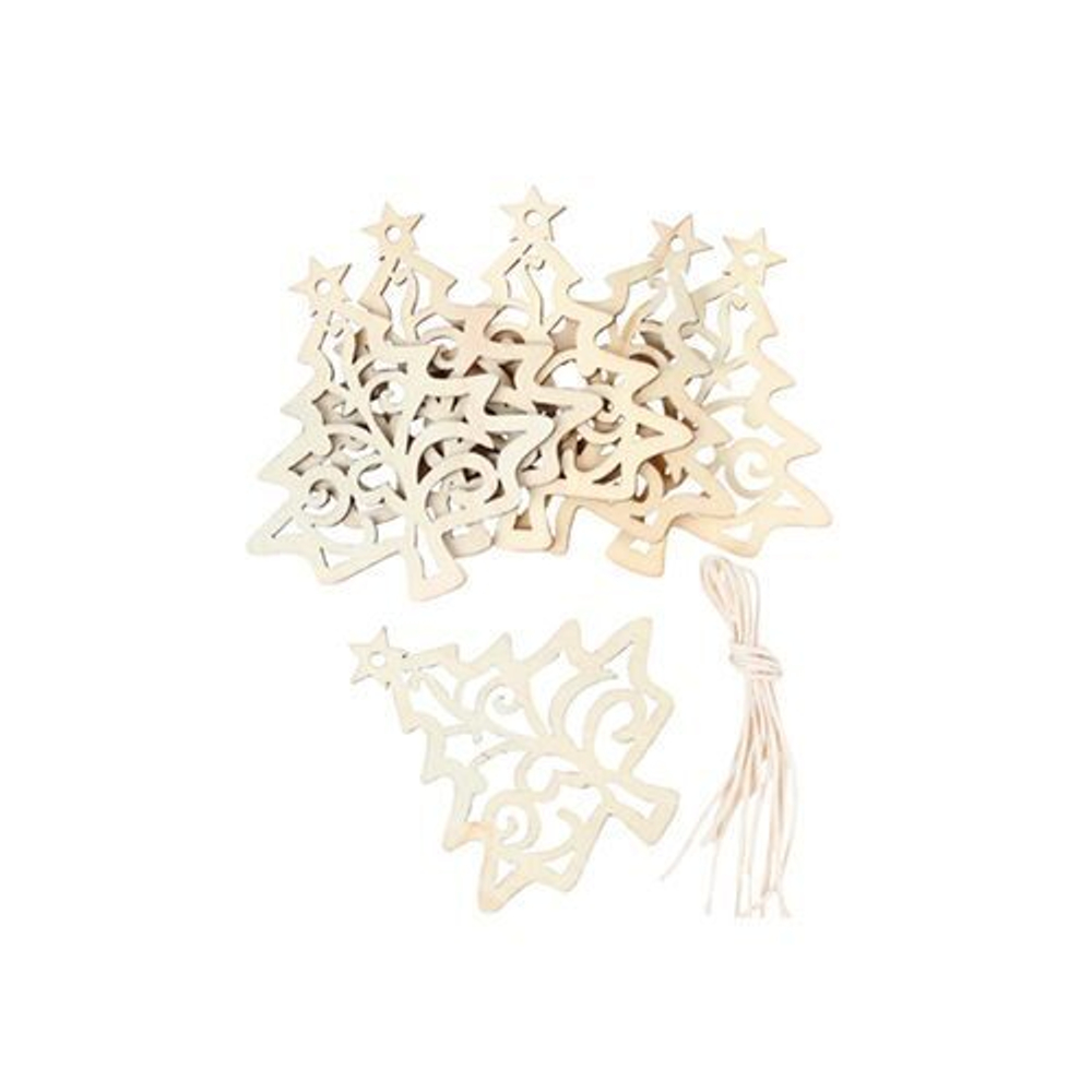 Подвески Елочки деревянные, 6 штук