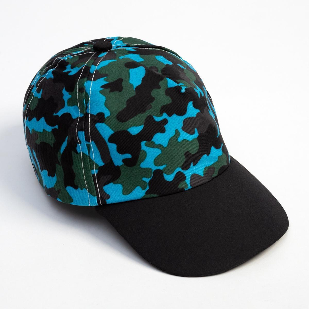 Кепка для мальчиков "Камуфляж" зелёный-голубой, р-р 50-52 7353166 (MINAKU)