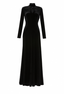 Бархатное платье в пол с фигурными вырезами 10-01-24 FW