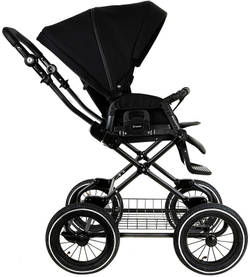 Детская коляска Roan Bass Next Classic d12 2.0 3 в 1 с автокреслом Tutis Elo Lux EduSky Black BNC/85/2 Caviar/Black/руч.Cappuccino