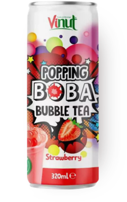 Чай Холодный Черный со Вкусом Клубники Bubbles Of Love-Strawberry Popping Boba Tea 0.32 - банка