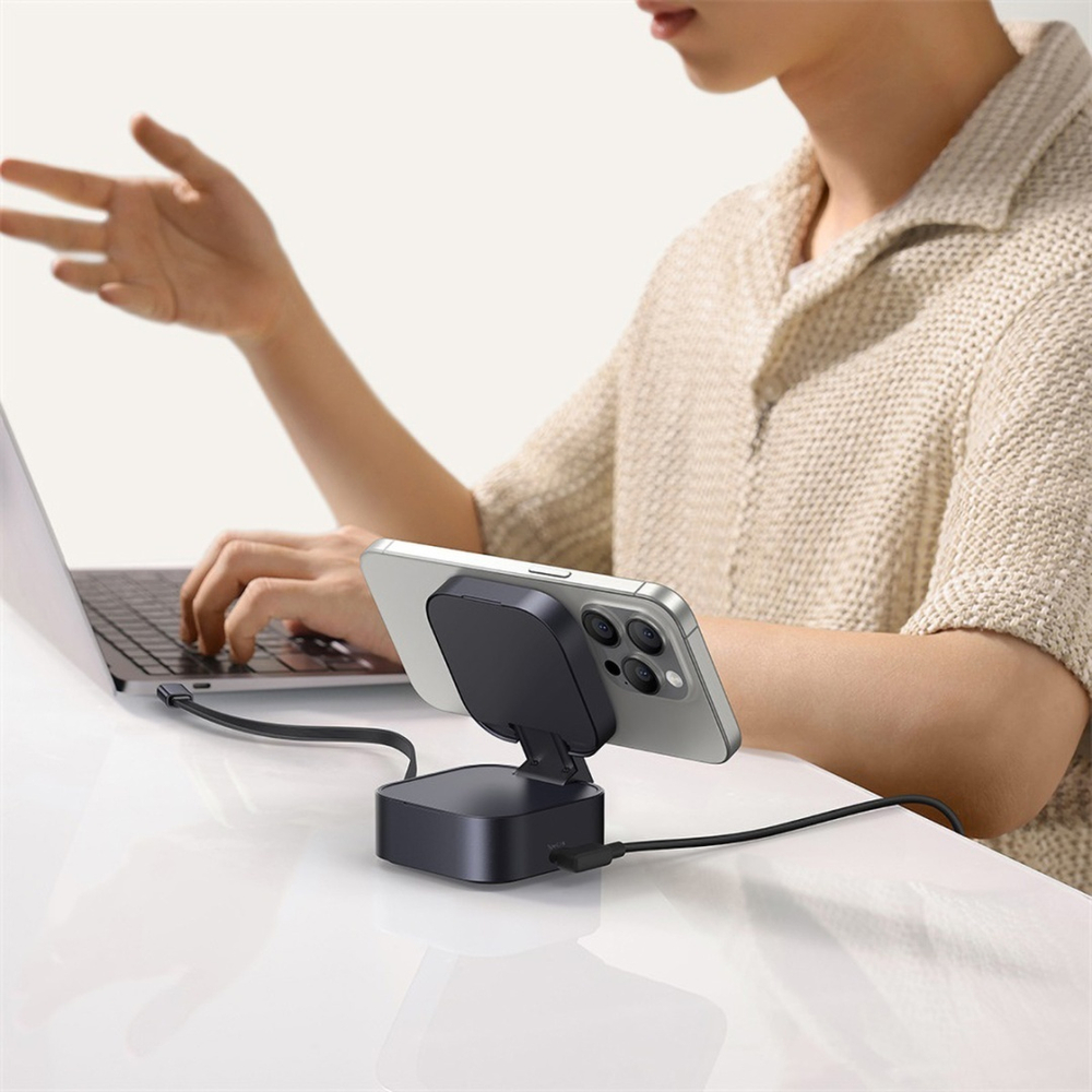 Зарядное устройство Baseus PicoGo 2-in-1 Qi2 15W + USB-C 67W USB Type-C черный