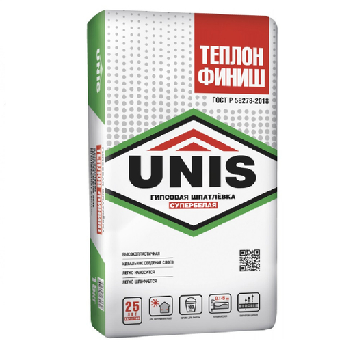 Шпатлевка гипсовая Unis Теплон Финиш 15 кг