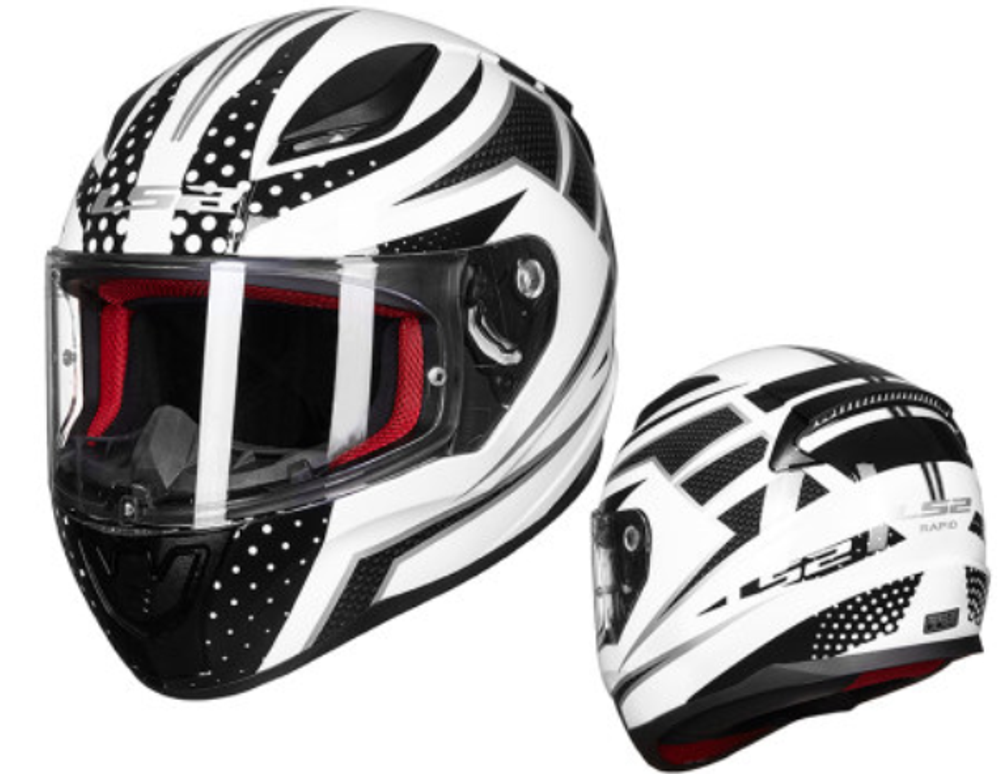 шлем интеграл  LS2 FF353 Extra white чёрн-бел XXL