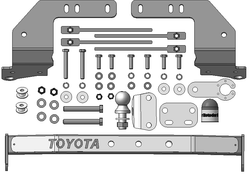 Фаркоп с оцинк. шаром и нержавеющей накладкой Toyota Land Cruiser 200 2007-2021 (комплектации Excalibur и Executive) фланцевое крепление шара, (без электрики, паспорт и сертификат в комплекте) Motodor.92517-FEN