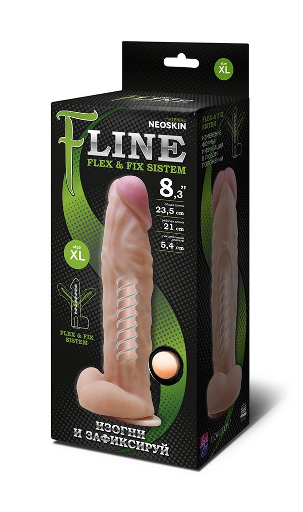 Фаллоимитатор на присоске LOVETOY F LINE, 23,5 см – гибкий каркас