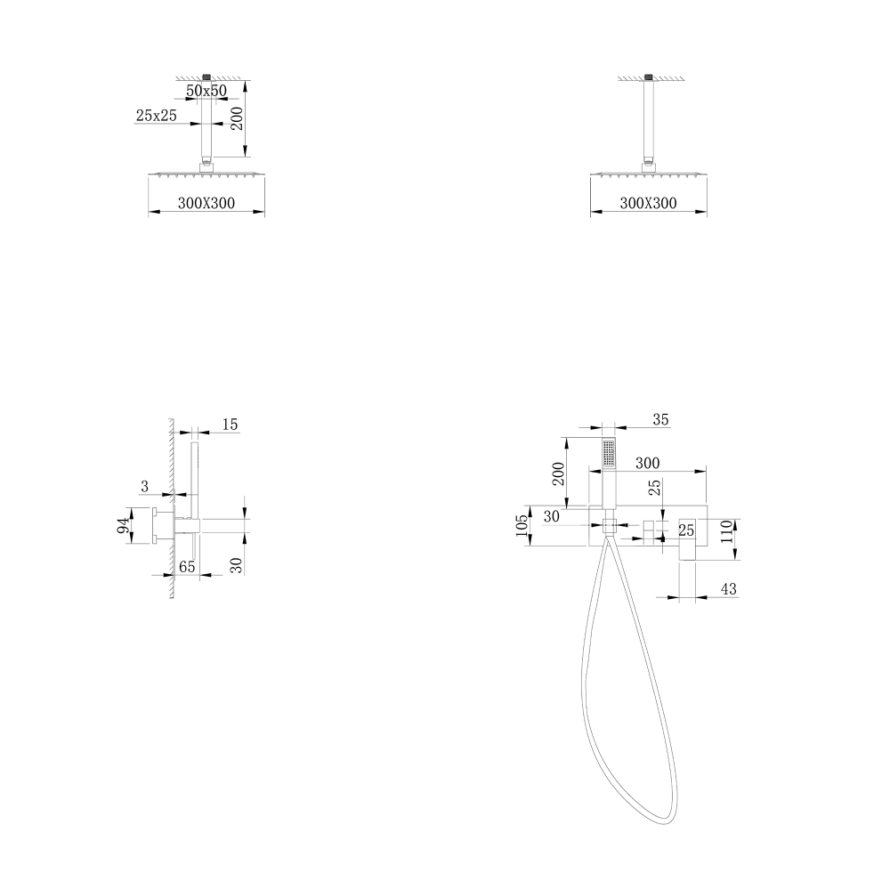Душевая система ABBER Daheim AF8221W скрытого монтажа без излива, белая матовая