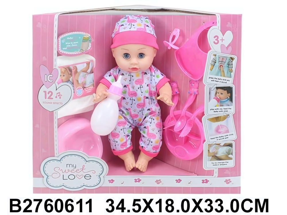 Пупс функциональный с аксесс., коробка ZL9920-24
