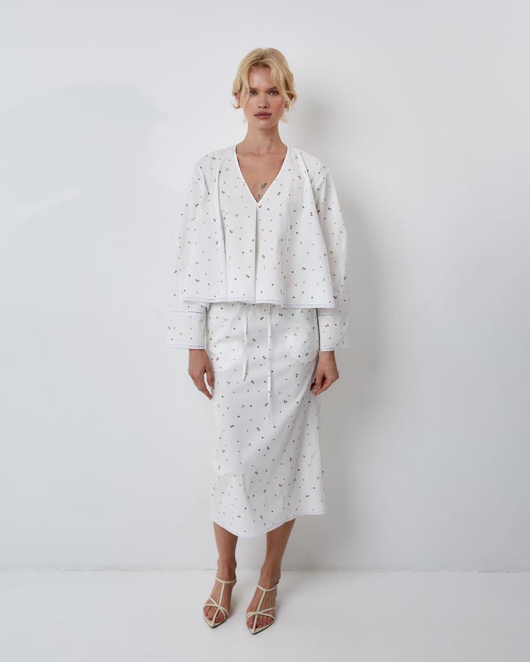 Юбка из смесового хлопка малина белый