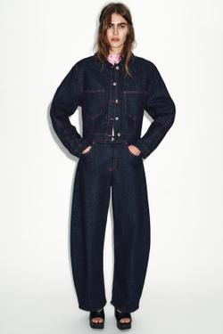 ZARA ДЖИНСЫ Z1975 BARREL С ВЫСОКОЙ ПОСАДКОЙ, СИНИЙ