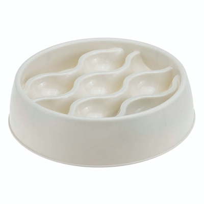 Миска для медленного кормления животных "Волна", белый ротанг