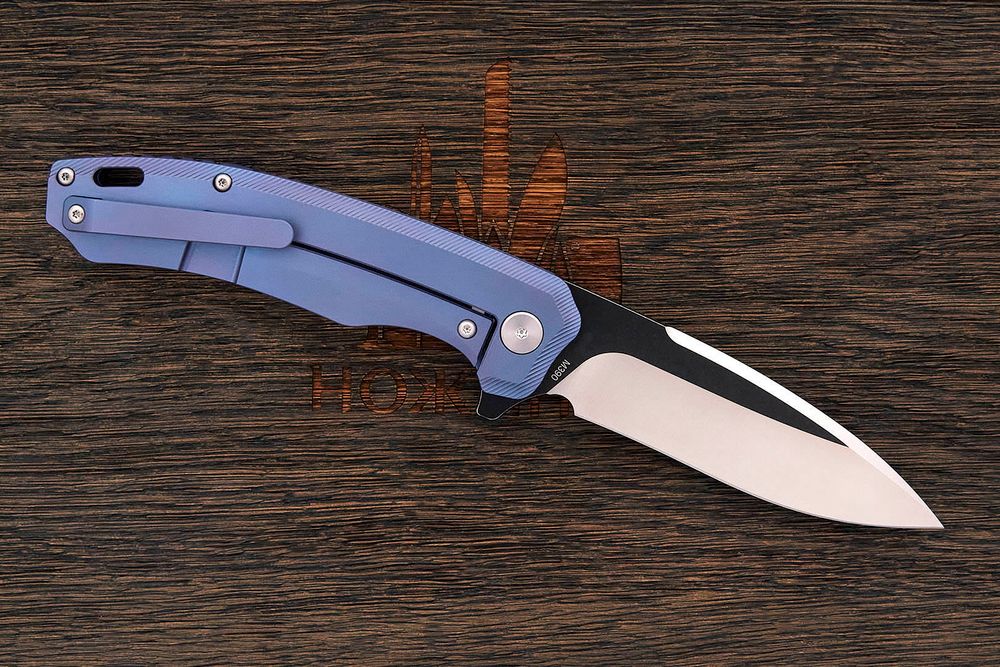 Нож складной QSP Woodpecker, клинок 94мм, сталь M390, рукоять титан синий