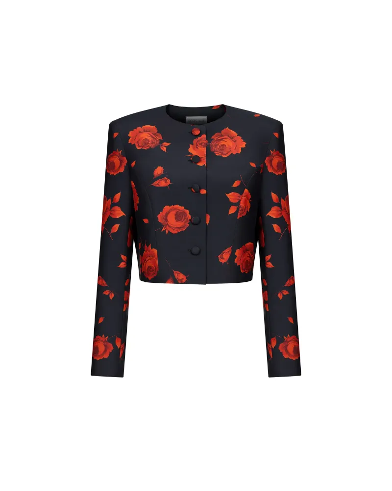 Пионелла (Pionella), жакет из черного батиста с цветочным принтом