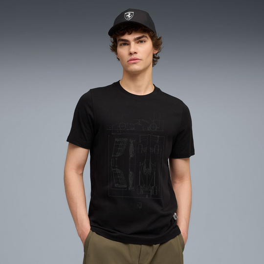PUMA X SCUDERIA FERRARI МУЖСКАЯ ФУТБОЛКА С ПРИНТОМ SPORTSWEAR, ЧЕРНЫЙ