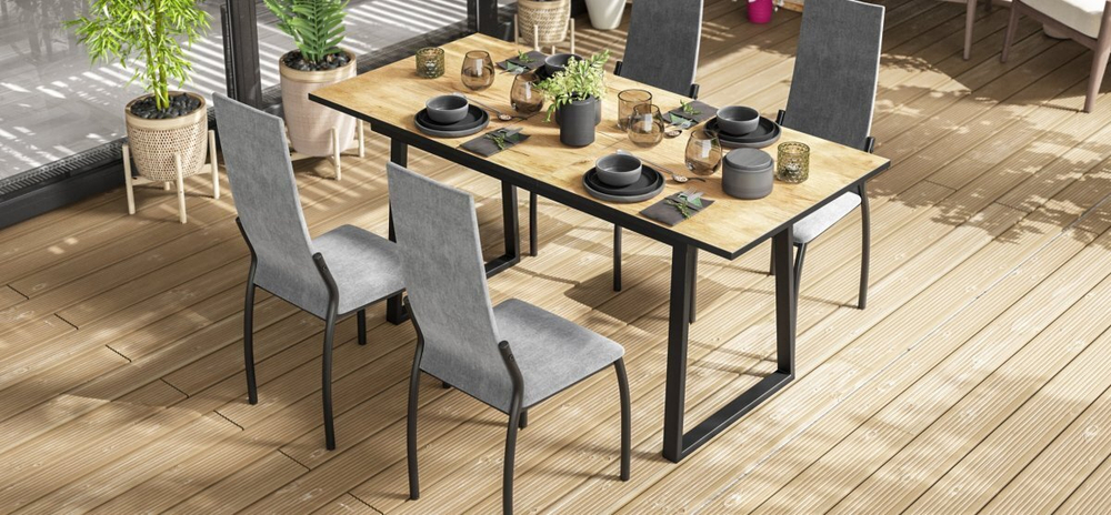 Обеденный стол ЛОФТ Slide NEW Крафт табачный, Чёрный (снят с продажи)