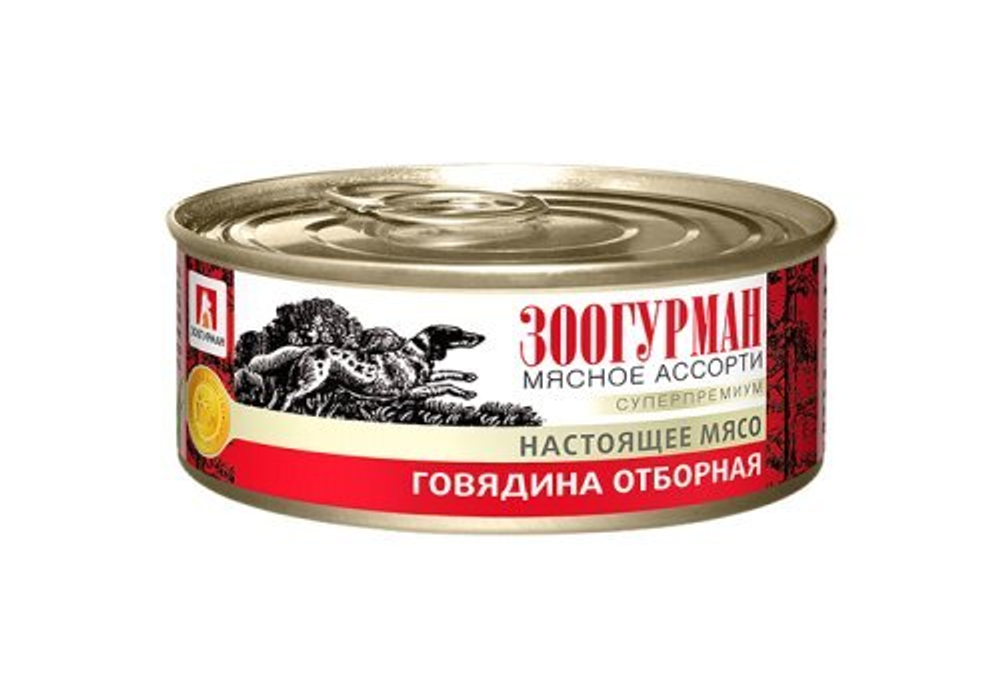 Зоогурман "Мясное ассорти" влажный корм для собак говядина отборная 100 г