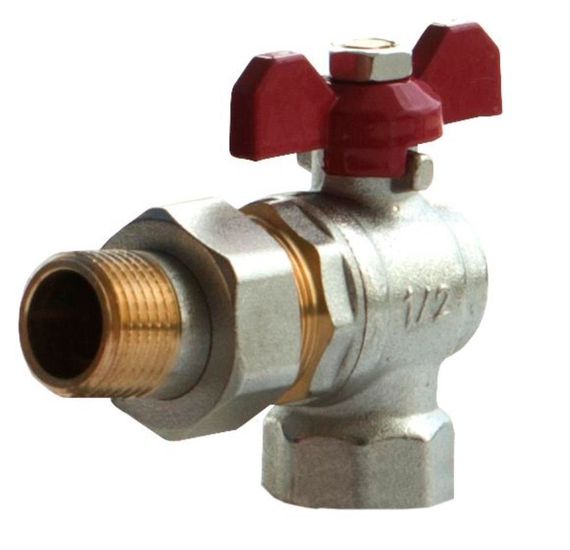 Кран шаровый со сгоном I-TECH Н-В 1/2&quot; угловой бабочка FM стандартнопроходной 24515