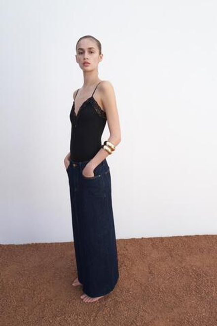 ZARA БОДИ В БЕЛЬЕВОМ СТИЛЕ, ЧЕРНЫЙ