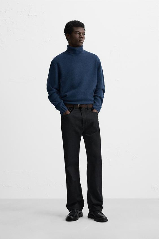 ZARA СВИТЕР ИЗ 100% ШЕРСТИ, СИНИЙ