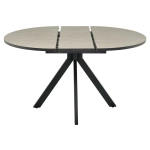 Стол Rudolf круглый раскладной 100-130x100x75см, Бетон слюда, чёрный