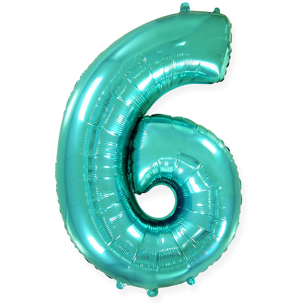 Шар (40""/102 см) Цифра, 6, Тиффани, 1 шт.