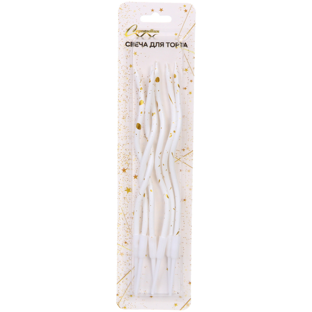 Свечи в торт «Витой изыск» 6 шт. 14,5 см, белый
