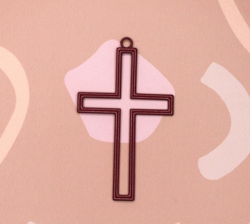 Подвеска крест бордо эмаль 77х45 мм