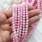 сшо6-кй Стекло шар огранка 6мм, клубничный йогурт, нить 36см