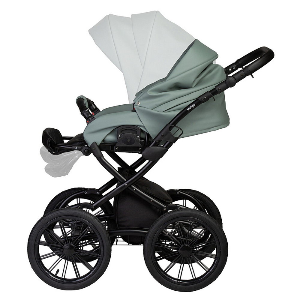 Детская коляска Indigo Mio Eco Plus 14 3 в 1 с автокреслом Avionaut Cosmo 03 шалфей кожа