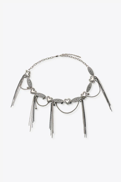 ZARA ПОЯС С ЦЕПОЧКАМИ, ШАРМАМИ И СЕРДЕЧКАМИ, СЕРЕБРИСТЫЙ