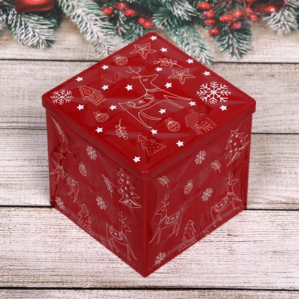 Банка жестяная 9*9*9см «Снежинки»