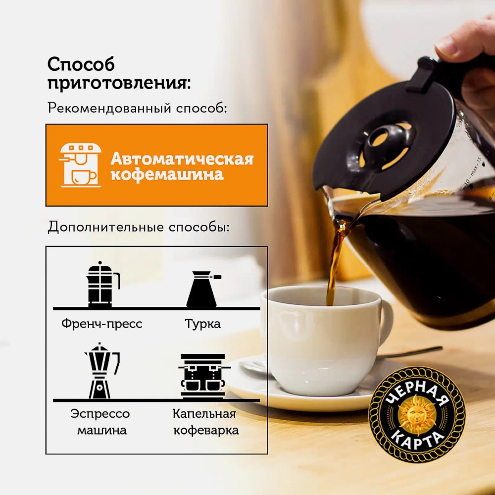 Кофе в зернах Черная карта Арабика 250г