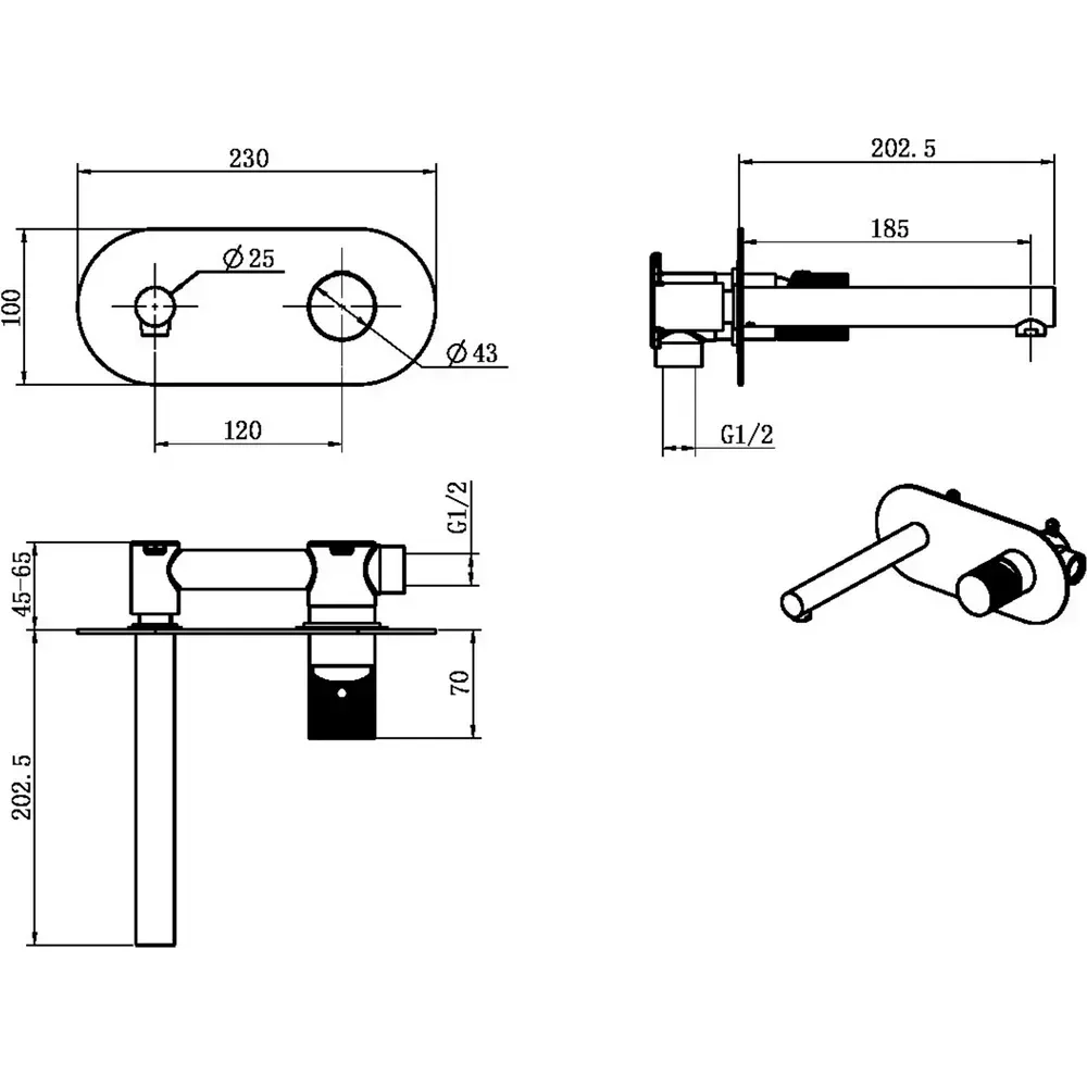 Смеситель для раковины Boheme Stick 125-CB.4 С ВНУТРЕННЕЙ ЧАСТЬЮ,COPPER BRUSHED SPIRALE
