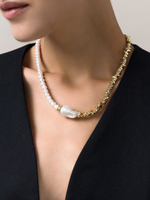 Колье Bicolor с жемчугом и гематитом Gold