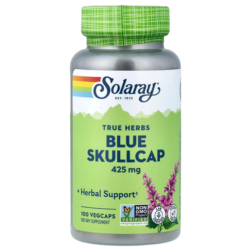 Solaray, True Herbs, синяя тюбетейка, 425 мг, 100 вегетарианских капсул